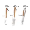 Amazon ao ar livre de aço inoxidável churrasco ferramentas terno fabricantes churrasco madeira punho garfo pá clipe combinação barbecue ferramentas terno