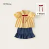 Ropa de Verano Bangxuan para Niñas Conjunto de Falda para Bebé Niña Camisa con Cuello de Muñeca Falda de Mezclilla Conjunto de Dos Piezas para Niñas