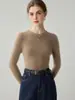 Suéter 100% cachemira pura para mujer, cuello redondo, jersey otoño/invierno, manga larga, tejido ajustado, capa base suave y cómoda