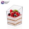 Plástico PS Transparente Desechable Pastel de Salvado de Madera con Tapa Mousse Yogur Pudín Sundae Doble Cuero Leche Vaso para Helado
