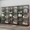Partición Calada de Hierro Nuevo Estante de Almacenamiento Mampara de Entrada Estantería Gabinete Decorativo de Oficina de Pie Vitrina Multicapa