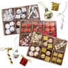 Conjunto de Caixa de Presente Duoduo de Natal Bola de Natal Pequena Pingente de Laço Decoração de Árvore de Natal Pingente de Basto de Plástico