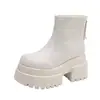 Elegantes Botines de Tobillo con Suela Gruesa, Punta Redonda y Strass Completo para Mujer, Otoño 2026, Botas Estilo Martin que Aumentan la Altura para Mujeres Bajitas, Botas de Moda Elegantes