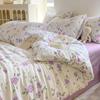 Conjunto de Roupa de Cama Fresco de Algodão Lavado de Quatro Peças Classe A Desenho Animado Princesa Dormindo Nu Lençóis de Cama Capa de Colcha Conjunto de Três Peças para Dormitório