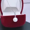 Collar Colgante de Perla Blanca de Agua Dulce Redonda de 11-12 mm con Fuerte Brillo y Ligera Imperfección, Cadena de Clavícula Estilo Plata S925