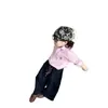 Conjunto de camisa rosa de manga larga para niño estilo coreano, estilo primavera y otoño, pantalones casuales elegantes de pierna ancha para niños, conjunto de dos piezas a la moda