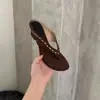 Sandalias de cuña retro de tiras con remaches para mujer, Chanclas de gamuza estilo francés 2026, Sandalias estilo coreano