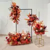 Placa de fundo vermelho para casamento palco floral fileira de flores de palco placa KT floral flor amarrada fileira de flores de banquete de casamento flor artificial