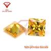 Cor Quadrado Ângulo Reto Carro Flor Zircão Dourado Pedra Nua Princesa Quadrado Artificial CZ Zircão Sintético Gema Atacado