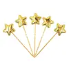 Bandera de Cuero Brillante Reflectante de PU Estrella de Cinco Puntas Inserto para Pastel de Cumpleaños Horneado Tarta Postre Mesa Tarjeta Inserto de Nube