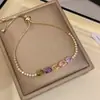 Pulsera de Zirconia Ovalada de Colores Rainbow Pop Rocks Estilo Dulce Suave Joyería de Lujo de Gama Alta para Mujer