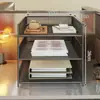 Organizador de arquivos sob a mesa, estante de chão multi-nível com rodas, armário de arquivo móvel para documentos e arquivos