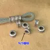 Plata de ley S925 cuentas de rueda de agujero grande retro cuentas de barril cuerda de mano tejida collar cordón accesorios DIY anillo pequeño mate