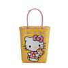 Bolsa Larga de Plástico Tejido Gato Hawaiano Kitty Bolsa Tejida Casual para Vacaciones Bolso de Mano Bordado de Dibujos Animados Lindo