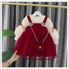 Falda de Dos Piezas para Niñas Traje de Falda Dulce de Hebra para Niños con Forro Polar Invierno Estilo Occidental Grueso Moderno Falda de Princesa para Bebé