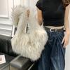 Bolso de Felpa de Visón Imitación de Moda Simple Nuevo Bolso de Amor de Piel Sintética Bolso de Hombro Cruzado de Gran Capacidad para Mujer