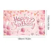 Novos adereços de decoração de aniversário transfronteiriços: Bandeiras decorativas de poliéster 100D, tecido para fundo de aniversário, faixas e dísticos personalizados
