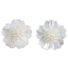 Pendientes de Botón de Perla con Flor Blanca para Mujer Aguja de Plata de Ley S925 Pendiente Francés de Lujo Ligero Nueva Moda Pendientes para el Trabajo
