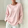 Sudadera Casual de Manga Larga para Mujer, Color Suave, Holgada, Cuello Redondo, Otoño e Invierno, Transfronteriza Europea y Americana, 2026
