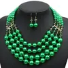 Cadena para suéter collar de perlas multicapa conjunto de aretes estilo geométrico simple personalizado europeo y americano venta al por mayor
