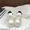 Tenis de plataforma gruesa para mujer, nueva colección primavera/otoño 2026, tenis blancos con diseño color block, zapatos casuales con cordones, que aumentan la altura, versátiles, modernos, zapatos para estudiantes