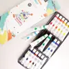 Atacado Tinta Aquarela Infantil 12 Cores 18 Cores 24 Cores Caixa de Cartão Suspensa Guache 12ml Material de Arte para Alunos do Jardim de Infância