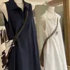Vestido Sencillo y Elegante sin Mangas con Cuello Polo para Mujer, Vestido Chaleco Casual de Verano Holgado con un Estilo Relajado, Vestido de Color Sólido