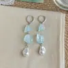 Pendientes frescos y dulces estilo vacacional con borlas florales, borlas de perlas estilo francés, pendientes llamativos de lujo ligero y alta gama