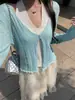 Los Cardigan Bonitos de Moda de Este Año 2026 Nuevo Verano Delgado Protector Solar Ropa Exterior Top Hueco para Mujer en Gris