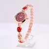 Reloj de Pulsera de Cuarzo para Mujer con Incrustaciones de Diamantes y Calcedonia, Muy Popular en Tiktok, Reloj de Cuarzo de Moda de Lujo Ligero para Mujer, Venta al por Mayor de Comercio Exterior