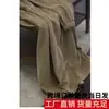 Vestido de Pana Texturizada Artístico Dulce con Mangas Abullonadas Color Caqui Holgado de Manga Larga para Primavera y Otoño 2026
