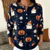 2026 Nuevo Suéter Falso Transfronterizo de Halloween con Estampado de Calabaza Top para Mujer con Botones Casual Amazon Otoño/Invierno