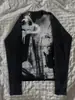 Camiseta de manga comprida com gola redonda, estampa de desenho animado personalizada estilo ins japonês, blusa de baixo tipo moletom vintage, moda de rua