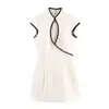 Comercio Exterior 2026 Primavera Nuevo Estilo Europeo y Americano Moda Femenina Vestido Sexy de Chica Caliente con Ribete de Color Contrastante 2740111