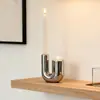Moderno Simples Acessível Luxo Prata Cerâmica Castiçal Ornamentos Mesa de Jantar Pequeno Pedestal de Vela Casa Desktop Decorações Suaves