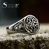 Guerrero de Acero nuevo Anillo de titanio hueco con nudo celta vikingo Joyería de mano retro europea y americana para hombre de acero de titanio