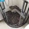 Ventas Directas de Fábrica Tablero de Ducha de Mármol Natural Decoración de Hotel Casa Hogar Baño Tablero Antideslizante Negro y Blanco Raíz Marrón Claro