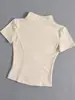 Camiseta de Manga Corta de Seda de Hielo de Secado Rápido Conjunto de Ropa de Verano para Mujer Delgado Ajustado Ceñido a la Cintura Crop Top Corto para Ciclismo Deportes Yoga