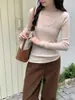 26 Otoño Temprano Adelgazante Cuello Redondo 100% Lana Corte Entallado Versátil Camiseta Básica 60318