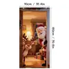 Tela de Cortina de Puerta Navideña con Estampado de Papá Noel y Renos para Decoración de Partición de Entrada del Hogar, Suministro Directo del Fabricante