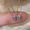 Colar Cubo de Açúcar Pequeno em Aço Inoxidável 316 Pingente Único de Zircônia em Aço Titânio Corrente para Clavícula Minimalista de Luxo Leve Brilho Micro