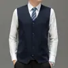 Suéter cárdigan de un solo botón para hombre Otoño/Invierno Chaleco de punto de color liso para hombre Chaleco de lana grueso sin mangas para hombre