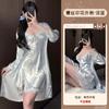 Pijama Xianyi para mujer Pure Desire, camisón de manga larga con tirantes y almohadilla para el pecho, ropa de casa de seda, se puede usar 663