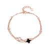 Pulsera de Plata de Ley S925 con Rueda de la Fortuna y Trébol de Cuatro Hojas de Doble Capa para Niñas, Accesorio de Mano de Estilo de Diseño de Nicho, Joyería Simple y Versátil