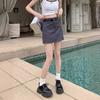 Falda Corta Gris Estilo Universitario Ajustada al Cuerpo para Mujer, Falda de Línea A Anti-Exposición, Falda de Verano de Cintura Alta con Efecto Adelgazante, Versátil