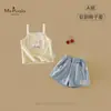 Conjunto Nuevo Estilo Verano Xiafan para Bebés y Niñas Pequeñas, Clase A, Camisola con Estampado de Conejo y Shorts de Mezclilla Conjunto de Dos Piezas