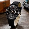 Reloj de Pulsera para Hombre con Calendario en Forma de Abanico, Escamas de Diamante Romano de Tres Ojos, Reloj de Cuarzo para Hombre, de Fábrica Original