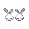 Taobao Nueva Moda Pendientes de Animal Conejo Dibujos Animados Ojos Entrecerrados Conejito Blanco Pendientes Joyería de Plata Venta Caliente