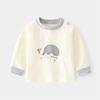 Ropa de otoño para bebé, ropa interior de algodón con estampado para bebé, jersey de algodón con dibujos animados para niños, ropa básica de primavera y otoño para niños, camiseta abierta con hombros descubiertos.