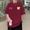 Camiseta de Manga Corta de Algodón Puro de Peso Pesado Estilo Americano para Hombre Verano 2024 Nuevo Llegada Estampado de Oso Tendencia Nacional Estilo Hong Kong Camiseta para Hombre